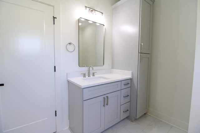 2111 Horton Way, Lewisburg, TN 37091 - bathroom with marble look tiles, vanity, and baseboards