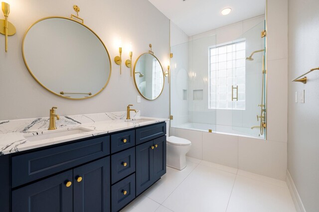 720 Valhalla Ln, Brentwood, TN 37027 - bathroom with toilet, double vanity, a sink, and enclosed tub / shower combo
