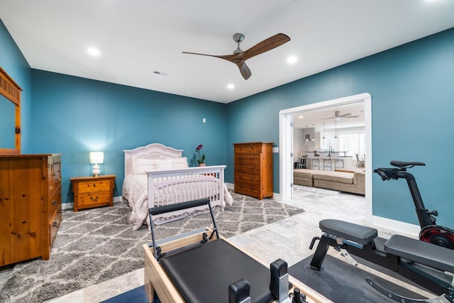 720 Valhalla Ln, Brentwood, TN 37027 - bedroom featuring ceiling fan, baseboards, visible vents, and recessed lighting