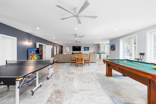 720 Valhalla Ln, Brentwood, TN 37027 - playroom with ceiling fan, recessed lighting, and pool table