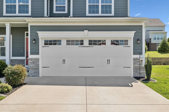 garage with driveway