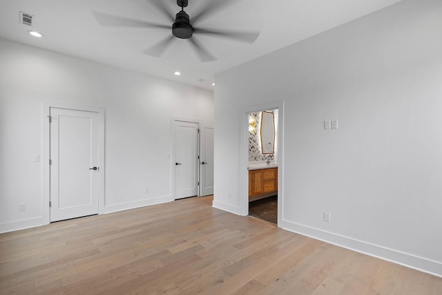 807 32nd Ave N Unit A, Nashville, TN 37209 - unfurnished bedroom with baseboards, visible vents, recessed lighting, and light wood finished floors