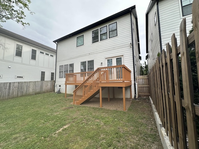 1412 Woodmont Blvd, Nashville, TN 37215 - rear view of property featuring stairway, a deck, a yard, and a fenced backyard