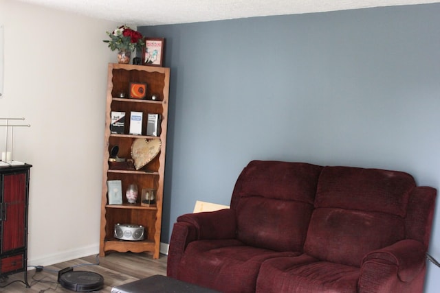 living room featuring baseboards and wood finished floors