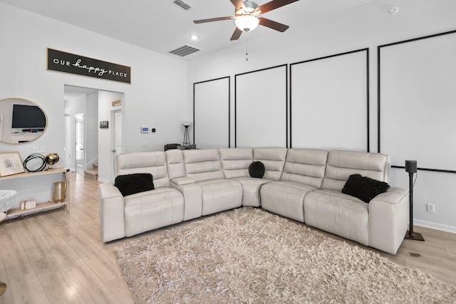 3652 Stormy Ln, Rockvale, TN 37153 - living area featuring baseboards, visible vents, wood finished floors, and a ceiling fan
