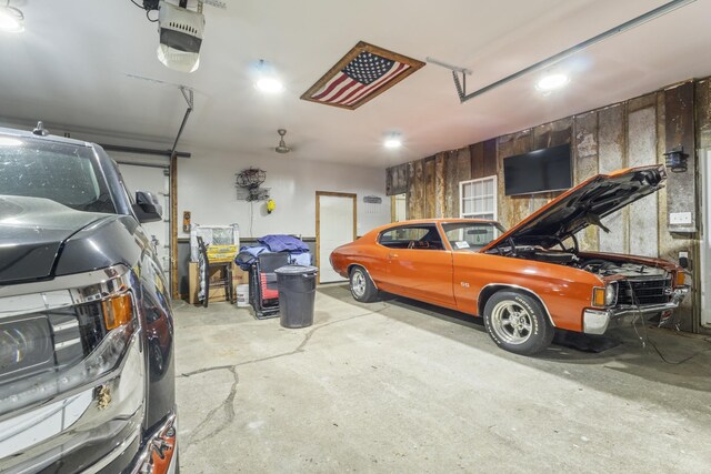 garage with a garage door opener
