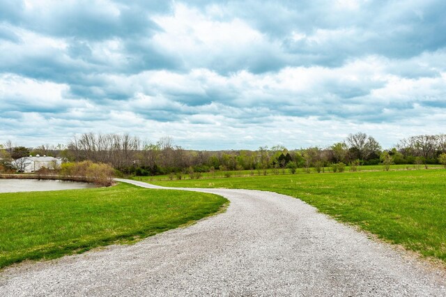view of road with a water view
