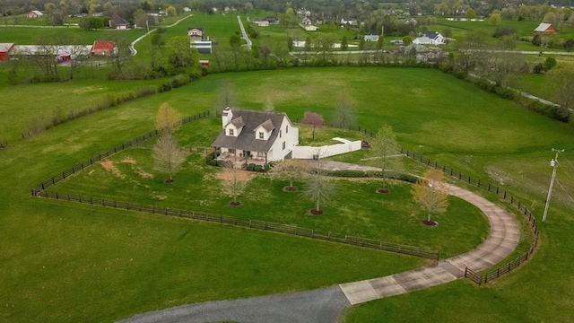 drone / aerial view with a rural view
