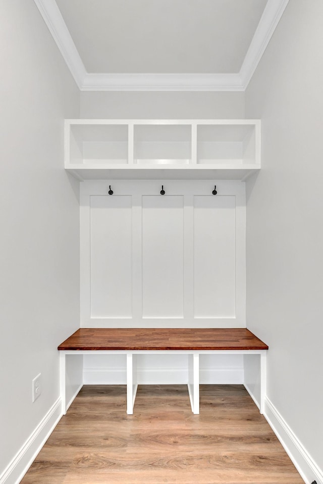 200 Creekside Dr, Lewisburg, TN 37091 - mudroom with baseboards, ornamental molding, and light wood-style floors