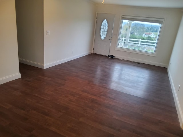 1833 Porterfield Rd, Readyville, TN 37149 - entryway featuring dark wood-style flooring, ornamental molding, and baseboards