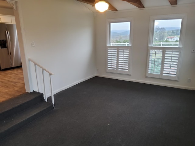 1833 Porterfield Rd, Readyville, TN 37149 - empty room featuring stairs, baseboards, and ceiling fan