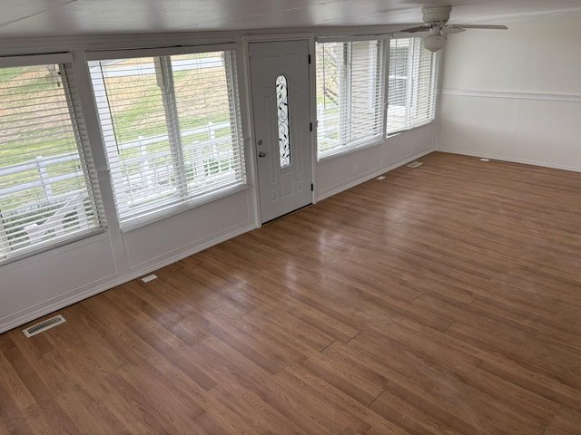 1833 Porterfield Rd, Readyville, TN 37149 - foyer with wood finished floors, a ceiling fan, visible vents, and a wealth of natural light