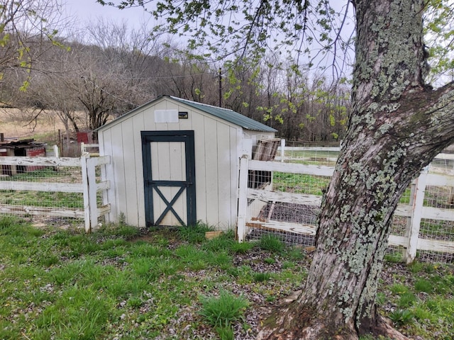 1833 Porterfield Rd, Readyville, TN 37149 - view of shed with a forest view and fence