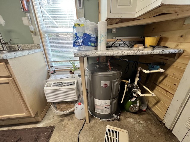 3795 Wayland Springs Rd, Iron City, TN 38463 - utility room featuring a wall unit AC and water heater