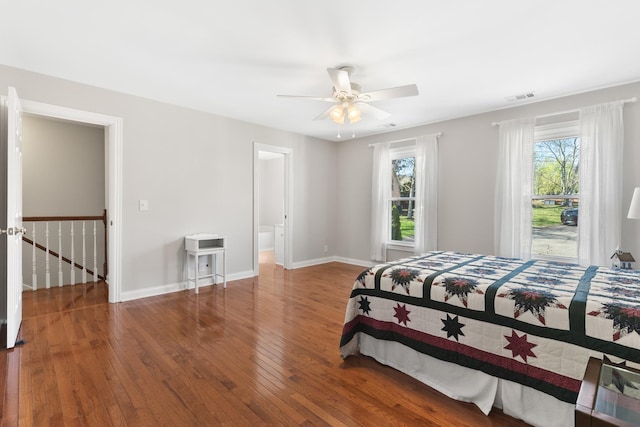 812 Deer Foot Ct, Nashville, TN 37221 - bedroom with baseboards, ceiling fan, visible vents, and hardwood / wood-style flooring