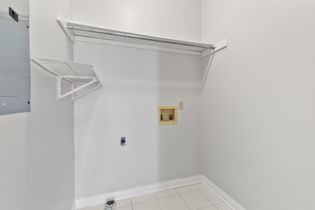812 Deer Foot Ct, Nashville, TN 37221 - clothes washing area featuring light tile patterned floors, hookup for a washing machine, baseboards, electric dryer hookup, and laundry area