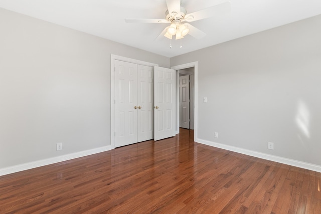 812 Deer Foot Ct, Nashville, TN 37221 - unfurnished bedroom featuring baseboards, ceiling fan, wood finished floors, and a closet