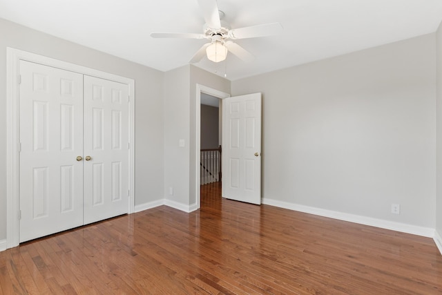 812 Deer Foot Ct, Nashville, TN 37221 - unfurnished bedroom featuring a ceiling fan, a closet, hardwood / wood-style flooring, and baseboards