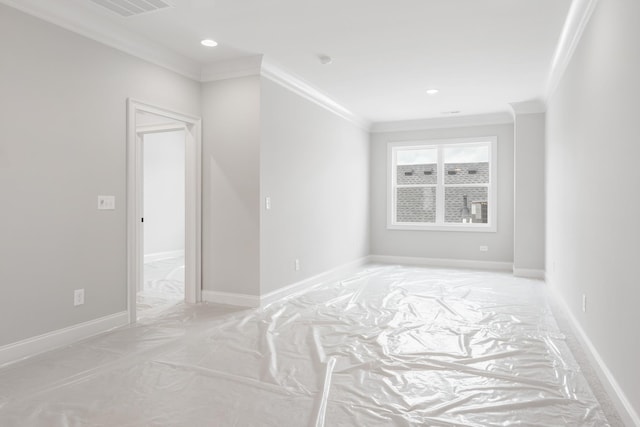 3180 Long Branch Cir, Franklin, TN 37064 - spare room with visible vents, ornamental molding, baseboards, and recessed lighting