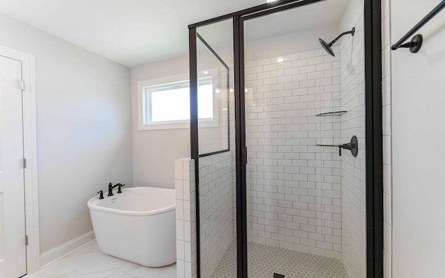 156 John T Alexander Blvd, Hendersonville, TN 37075 - full bath with a shower stall, a freestanding tub, and marble finish floors