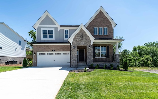 156 John T Alexander Blvd, Hendersonville, TN 37075 - craftsman inspired home with board and batten siding, an attached garage, a front yard, concrete driveway, and central AC unit