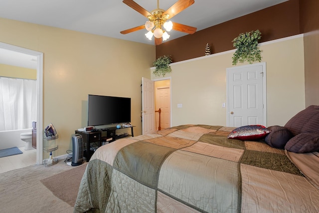 4009 Wellington Ct, Old Hickory, TN 37138 - bedroom with carpet floors, connected bathroom, and a ceiling fan