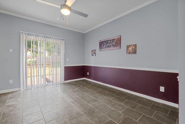4009 Wellington Ct, Old Hickory, TN 37138 - spare room with ornamental molding and a ceiling fan