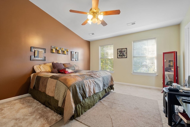 4009 Wellington Ct, Old Hickory, TN 37138 - bedroom with light colored carpet, lofted ceiling, and a ceiling fan