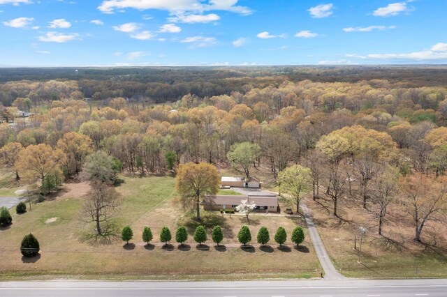 aerial view featuring a forest view