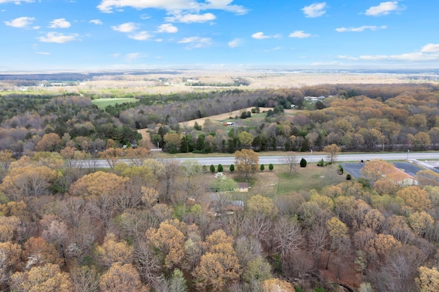 aerial view featuring a forest view