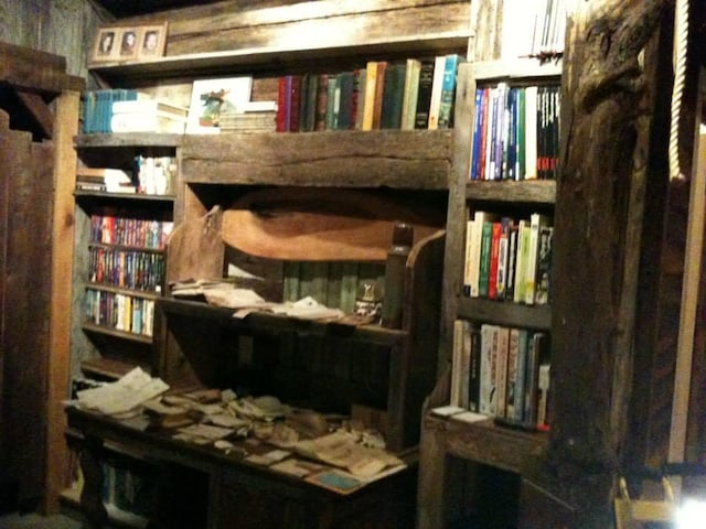 interior space featuring bookshelves