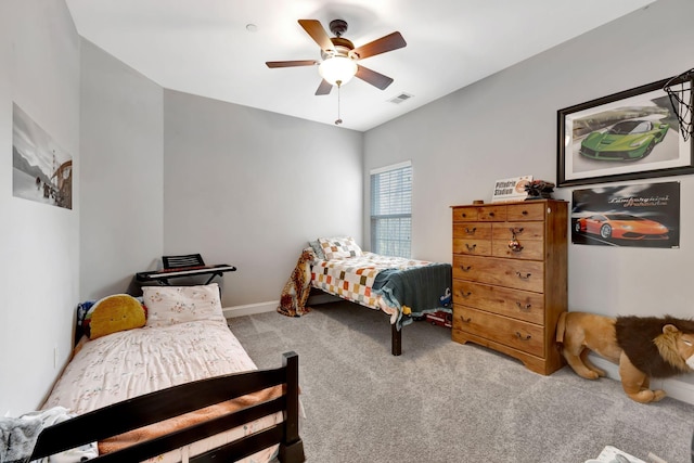 6029 Christmas Dr, Nolensville, TN 37135 - bedroom with ceiling fan, baseboards, visible vents, and carpet floors