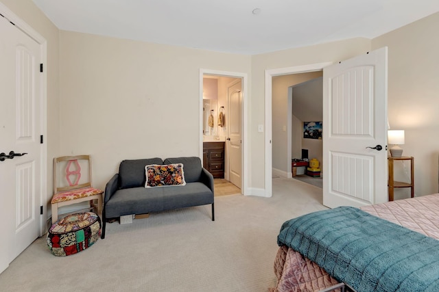 6029 Christmas Dr, Nolensville, TN 37135 - bedroom with light carpet, ensuite bath, and baseboards