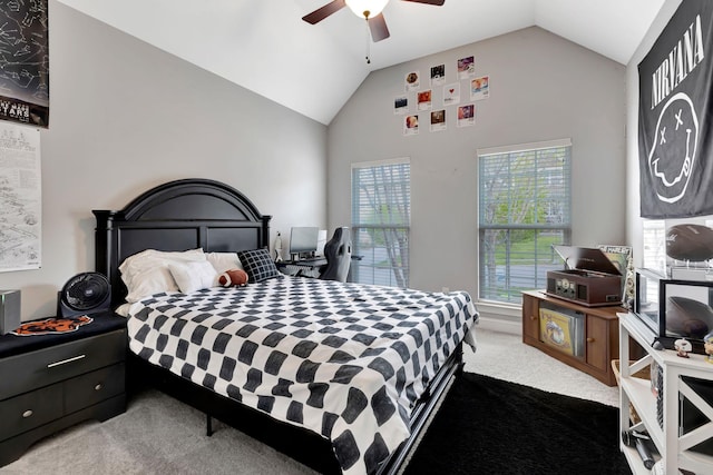 6029 Christmas Dr, Nolensville, TN 37135 - carpeted bedroom with a ceiling fan and vaulted ceiling