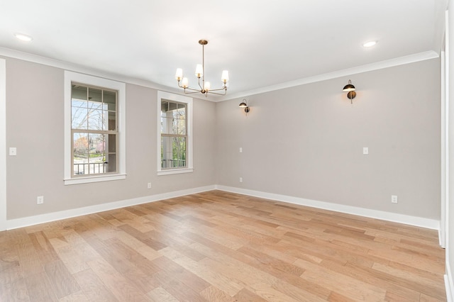 3106B Wellington Ave, Nashville, TN 37212 - unfurnished room featuring a chandelier, light wood-style floors, and crown molding