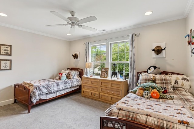 210 Cherokee Rd, Nashville, TN 37205 - bedroom with ornamental molding, recessed lighting, and light colored carpet