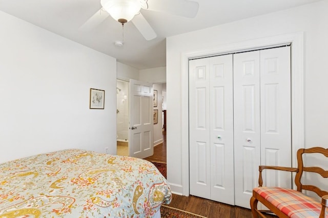 210 Cherokee Rd, Nashville, TN 37205 - bedroom with a closet, ceiling fan, and dark wood-style floors