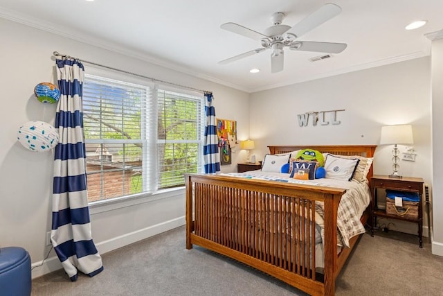210 Cherokee Rd, Nashville, TN 37205 - bedroom with ornamental molding, baseboards, multiple windows, and visible vents
