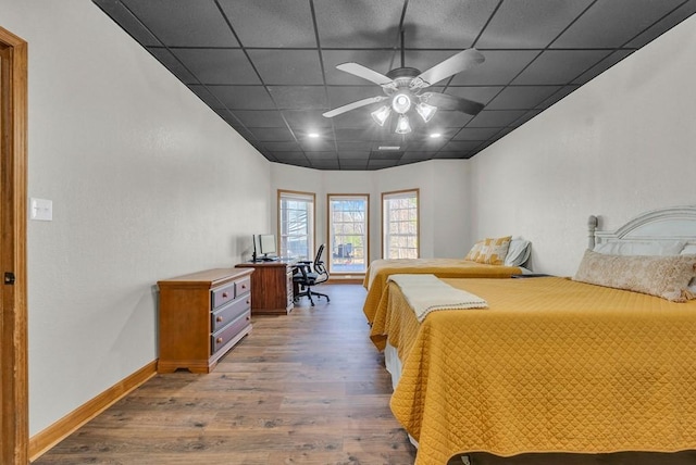 700 Falls Rd, Monterey, TN 38574 - bedroom featuring a paneled ceiling, wood finished floors, and baseboards