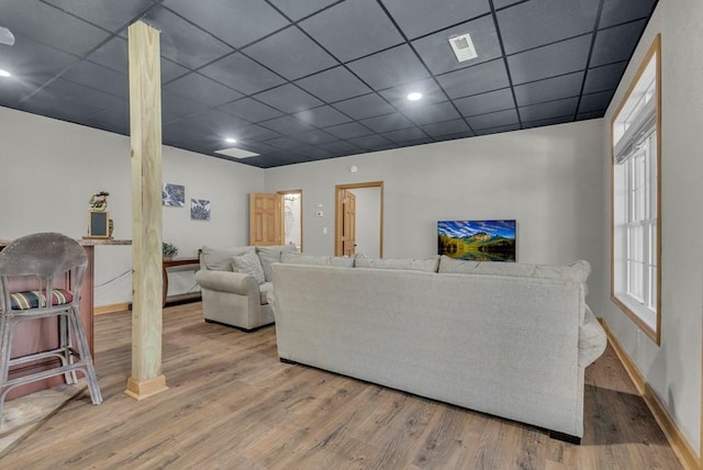 700 Falls Rd, Monterey, TN 38574 - living room with a drop ceiling, baseboards, and wood finished floors