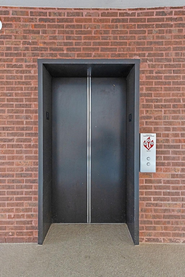 details with brick siding and elevator