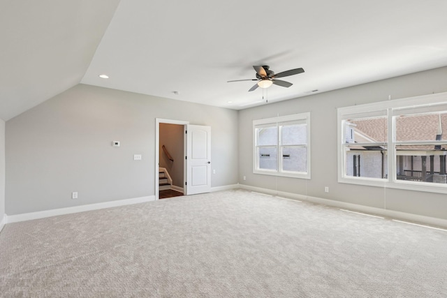 2042 Imagine Cir, Spring Hill, TN 37174 - unfurnished room with ceiling fan, carpet, baseboards, recessed lighting, and vaulted ceiling