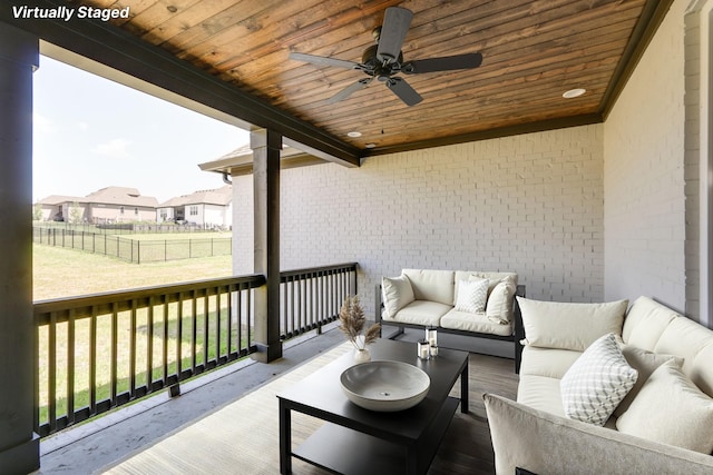 2042 Imagine Cir, Spring Hill, TN 37174 - wooden deck with an outdoor living space and a ceiling fan