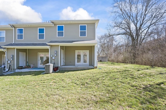 810 Dallas Dr, Columbia, TN 38401 - rear view of property featuring cooling unit, french doors, and a lawn