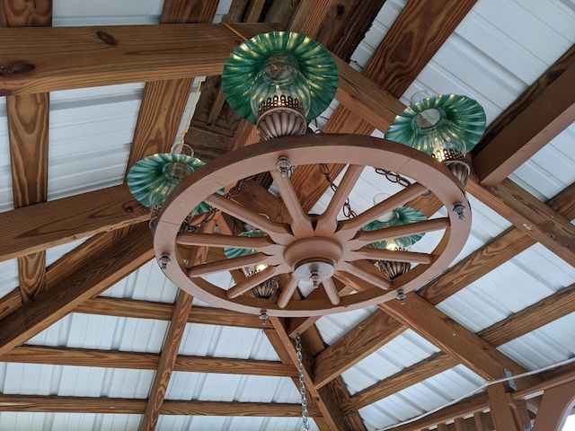 details featuring beamed ceiling