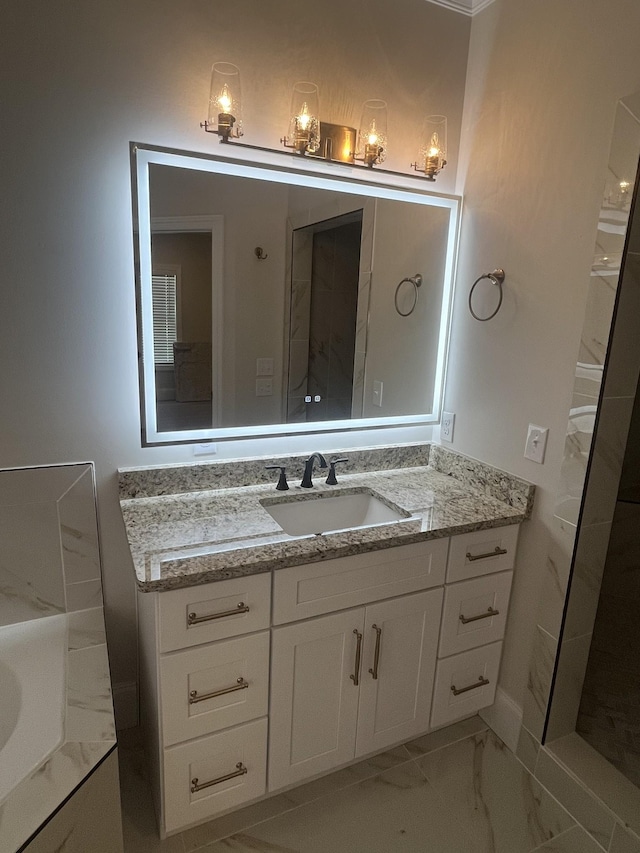 1168 N Franklin Ave, Cookeville, TN 38501 - full bath featuring vanity and marble look tiles