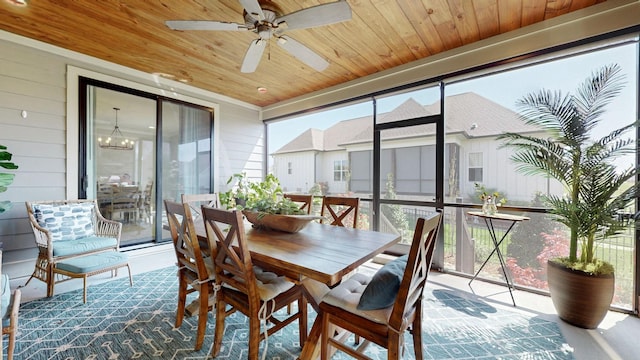 sunroom / solarium with a notable chandelier