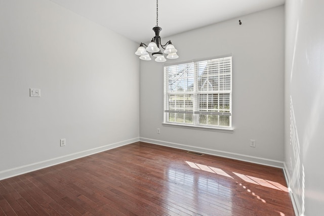 142 Big Ben Ct, Franklin, TN 37067 - unfurnished dining area with visible vents, baseboards, a notable chandelier, and dark wood finished floors