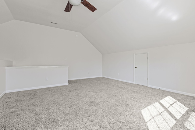 142 Big Ben Ct, Franklin, TN 37067 - additional living space featuring baseboards, a ceiling fan, visible vents, lofted ceiling, and carpet