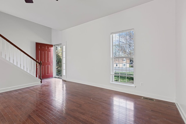 142 Big Ben Ct, Franklin, TN 37067 - foyer entrance featuring visible vents, baseboards, hardwood / wood-style flooring, and stairs
